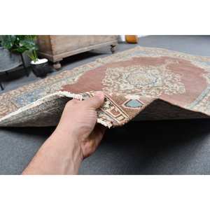 Alfombra de lana turca Vintage de 5x11 pies, diseño de retazos marrón y azul, técnica de tejido plano para decoración para sala de estar, 4m de ancho - Product Image 3