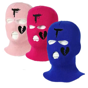Custom Logo Embroidered Knit Full Face Three Hole <b>Ski</b> Face Cover Custom Balaclava Low Wholesale - Product Image 6