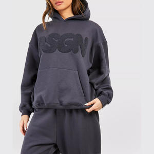 Sweat à capuche surdimensionné doublé polaire confortable pour femme avec poche latérale et capuche à cordon de serrage Sweat décontracté automne et hiver - Product Image 1