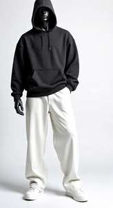 Conjunto Deportivo al por Mayor OEM/ODM, Negro, 100% Algodón, Logotipo Personalizado, Conjunto Deportivo Grueso de Pantalones Deportivos y Sudadera con Capucha para Hombre 2026 - Product Image 2