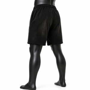Top Selling Custom Men’s Black Streetwear Shorts OEM ODM Cotton Fleece Flame Graphic Print <b>Elastic</b> Waist Casual Shorts - Product Image 6