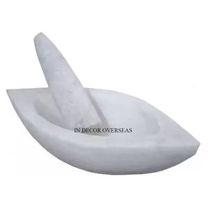 Top Quality White Marble Made Unique Fancy Designer Mortar And Pestle Herb And Spices Grinder Kitchen Tools Accessories Supplies - Product Image 1