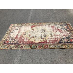 พรมตุรกีขนาด 4.3x7.9 ฟุต สีแดงเบจ ลายปะติดปะต่อ ทำจากขนสัตว์ พร้อมแผ่นรองหลังทำจากยางลาเท็กซ์ที่เป็นมิตรกับสิ่งแวดล้อม - Product Image 3