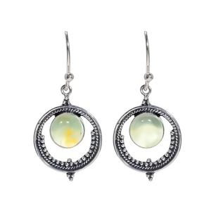Prehnite Gemstone 925 Sterling Silver Boho Pendientes colgantes hechos a mano Regalo de cumpleaños Precio de fábrica Proveedores al por mayor - Product Image 1