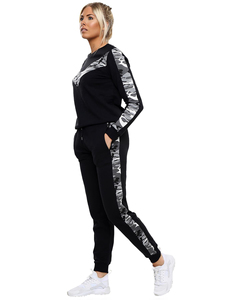 Proveedor de Fábrica, Conjunto Deportivo de Invierno con Capucha y Estampado para Mujer, 2 Piezas, Sudadera y Pantalones Deportivos, 100% Algodón - Product Image 2