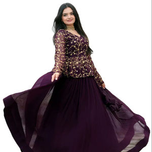 Color melocotón pesado Faux bordado y Georgette trabajo de alta calidad pakistaní Salwar Kameez conjuntos ropa India regional - Product Image 1