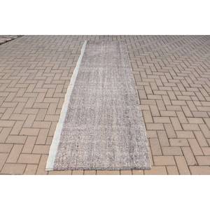 Alfombra turca Vintage gris moderna hecha a mano diseño de retazos rectangulares clásicos 3,1X9,8 pies para sala de estar dormitorio lana poliéster látex - Product Image 1