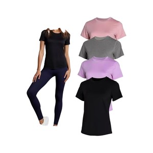 <b>Women's</b> Summer Yoga & Running <b>T</b>-<b>Shirts</b> Breathable Quick-Dry Short Sleeve Crew Neck Solid Color Stretchy Blend Perfect Bangladesh - Product Image 1