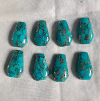 Turquoise bleue naturelle en cuivre, polie et lisse, forme cercueil, pour la fabrication de bijoux, certifiée par un tiers, à changement de couleur