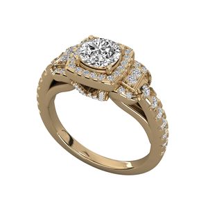 แหวนหมั้นเพชรทรงกลมรัศมีเหลี่ยม - Product Image 4