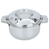 Casserole martelée en acier inoxydable bol chauffe-plats en argent avec couvercle et poignées pour servir des aliments élégants