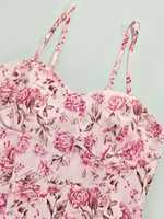 Robe bustier mini à imprimé floral pour femme, style corset sans bretelles, ourlet à franges, idéale pour les vacances, vente en gros et personnalisation