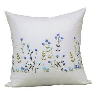 Wholesale Embroidery Flower Garden Square Cushion <b>Cover</b> High Quality White Cotton Embroidery Throw Pillowcase <b>Sofa</b> <b>Covers</b> - Product Image 3