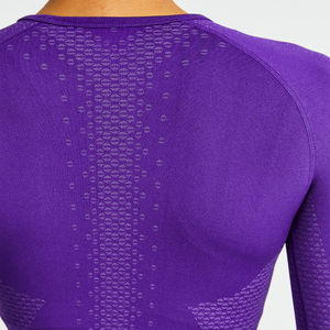 Purple Custom Logo Women's Breathable Short Long Sleeve Fitness <b>Crop</b> <b>Top</b> <b>Sexy</b> Workout Tank Style OEM Service Ready Ship Knitted - Product Image 5