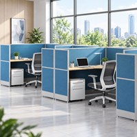 Poste de travail modulaire moderne avec cloison d'intimité et meuble mobile pour espace de travail ouvert