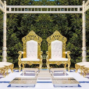 เก้าอี้พิณสำหรับพิธีแต่งงานของฮินดูเก้าอี้ทรงเตี้ยมีสไตล์สำหรับพิธีแต่งงานเก้าอี้ไม้แกะสลัก - Product Image 1