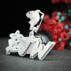 Colgante de Plata de Ley 925 con Diamante Moissanite VVS, Collar con Nombre de Doble Capa Personalizado con Argolla, Joyería Hip Hop con Incrustaciones de Diamantes - Product Image 6