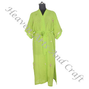 KL014 Kimono Sari de seda bohemio, bata larga, ropa de verano, Bikini, cubierta de seda, venta al por mayor, Sari de seda, Kimono Sari vintage largo - Product Image 6