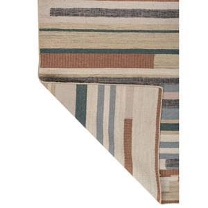 Alfombras de Lana Tejidas a Mano Indusbar Gold Flat Weaves, Alfombras Rectangulares Abstractas de Yute para el Hogar, Dormitorio, Pasillo - Modelo ADWV-13040 - Product Image 5