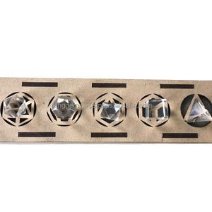 Juego de Geometría Sagrada de cuarzo transparente, piedra sólida platónica, geometría para meditación, sanación de energía, 5 piezas, venta al por mayor - Product Image 1