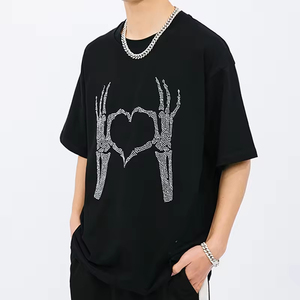 Camiseta de algodón con diamantes de imitación, Camiseta deportiva de algodón y poliéster de alta calidad, Diamante en blanco de calidad - Product Image 4