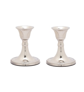 Ensemble de 2 bougeoirs coniques en nickel poli, objets décoratifs en aluminium, support à bougie en métal pour bougeoir, décoration de fête à domicile - Product Image 1