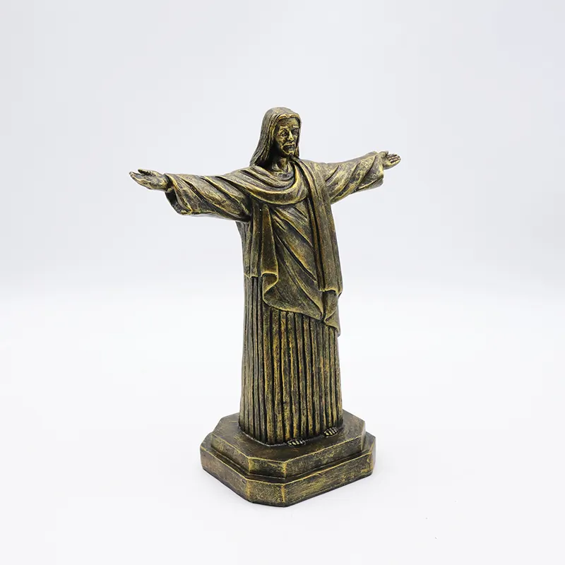 OEM 주문 공예 종교 가톨릭 가정 장식 동상 도매 수제 수지 청동 예수 조각 입상