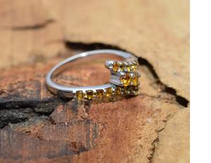 Corte amarillo citrino 925 plata esterlina piedra preciosa natural elegante hecho a mano anillo de forma redonda para mujer regalo para cumpleaños - Product Image 3