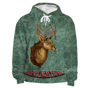 Vente en gros pas cher dernier style personnalisé de haute qualité cordon hommes sweats à capuche de noël 100% coton thermique sweats à capuche de noël - Product Image 5