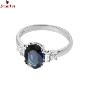 Customizable popular <b>top</b> grade <b>ring</b> 925 sterling silver sapphire blue zircon white gemstone <b>rings</b> - Product Image 2