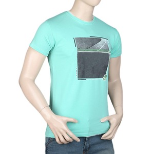 T-shirt imprimé slim fit pour homme - Cyan - Product Image 1