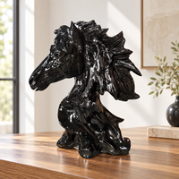 Sculpture de cheval en jade noir, cristal poli, pour la décoration intérieure et les cadeaux de collection