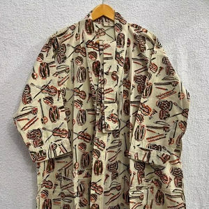 ชุดคลุมยาวถึงพื้นสำหรับผู้หญิงทำจากผ้าฝ้ายทำมือชุดนอนพิมพ์ลายชุดกิโมโนสำหรับฤดูร้อนซักได้ชุดเพื่อนเจ้าสาวแบบลำลอง - Product Image 1