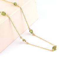 Collier de pierre de naissance d'août plaqué or 24 carats, nouveau design tendance avec diamant péridot brut naturel, bijoux à chaînes superposées pour femmes