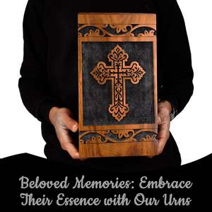 Letrero de Cruz grabado urna de cremación de madera Urnas funerarias para cenizas de adultos y urna de cremación masculina femenina con letrero de Cruz - Product Image 6