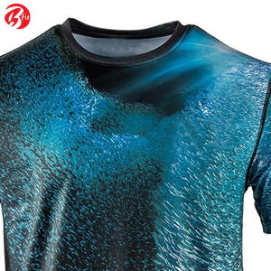 Derniers modèles de t-shirts à col en O avec impression par sublimation pour hommes portent des t-shirts avec votre propre logo 100% coton - Product Image 5