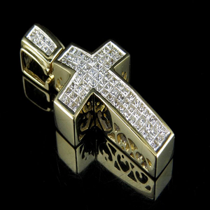 จี้เพชรรูปไม้กางเขนเพชรโมอิสสำหรับนักซ่อมเครื่องประดับแนวฮิปฮอปเย็นชุบทองเครื่องประดับแบบกำหนดเอง - Product Image 1