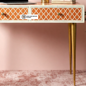 Cao Cấp xương Inlay bàn với Brass kết thúc chân nghiên cứu, văn bản & máy tính xách tay bảng - Product Image 4