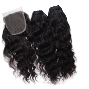 100% extensions de cheveux humains vietnamiens paquets de cheveux bon marché avec fermeture frontale en dentelle vague 2 - Product Image 2