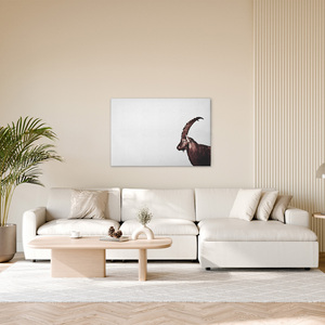 Hecho en Alemania-Cuadro de lienzo para decoración del hogar Animales Ibex-Mural de pared en gris y marrón-Cuadro de lienzo en marco de Camilla - Product Image 3