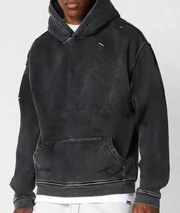 Pull à capuche lourd et surdimensionné 100% coton avec motif brodé pour hommes pour l'hiver vente en gros - Product Image 3