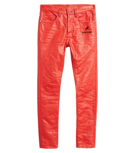 กางเกงเอวกลางเอว100% แท้สำหรับผู้ชายเอวสูงผลิตจากหนังแท้ติดป้ายโลโก้ได้ตามต้องการ - Product Image 1