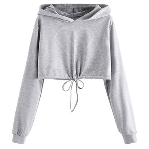 เสื้อครอปฮู้ดดี้ผู้หญิงสไตล์ล่าสุด สตรีทแวร์ สีพื้น ผ้าฝ้าย 100%  รับสกรีนโลโก้ด้านหน้า คุณภาพสูง สำหรับฤดูหนาว - Product Image 1