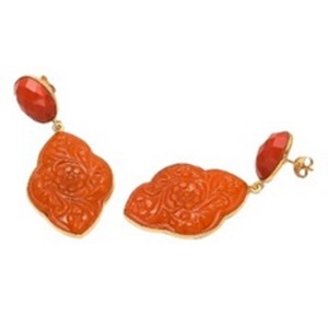 Boucles d'oreilles rondes en argent Sterling 925 avec pierres précieuses Orange et forme de trèfle, nouvel arrivage - Product Image 1
