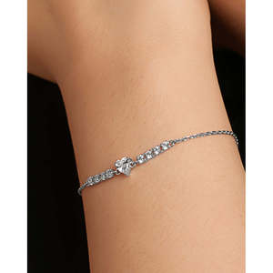 NOVAMART Fine Adorn with Rhodium Plated 14k Gold Heart Diamond Tennis <b>Bracelet</b> or <b>Bangle</b> 925 <b>Silver</b> Wholesale Export - Product Image 4