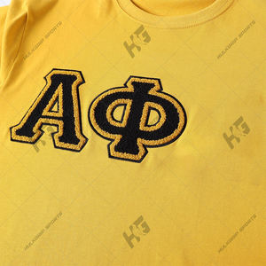Camiseta Unisex Alppha Phi con Letras Griegas Bordadas en Oro Sólido, 100% Algodón, Estilo Casual, Uniforme - Product Image 2
