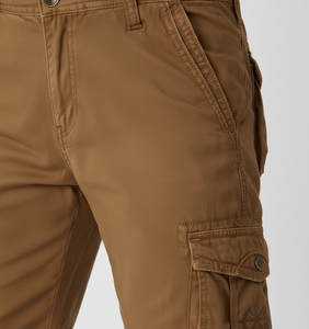 Pantalones Cortos Cargo Marrones Clásicos para Hombre, Estilo Chino Holgado, Ropa de Trabajo de Algodón, Uso Diario, Pantalones Cortos con Múltiples Bolsillos - Product Image 3