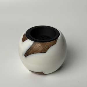 Quemador de Incienso Elegante de Cerámica Ecológica con Acabado Brillante, Diseño de Madera y Recipiente Interior Desmontable para Incienso Americano Aromático - Product Image 4