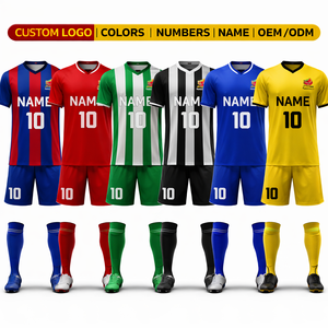 Uniforme de football unisexe pour adultes, col en V, manches courtes, nom d'équipe personnalisé, 100% polyester, imprimé par sublimation, extensible dans les quatre sens - Product Image 6