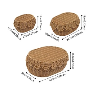 Ensemble de 3 paniers ovales en rotin avec couvercles à clapet, paniers de rangement faits à la main, vente en gros, écologiques, fabriqués au Vietnam - Product Image 2